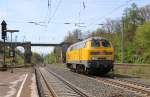 Als schöne Überraschung kam am 17.04.2014 noch die gelbe DB Netz 218 392-9 als Tfzf in Richtung Norden durch Eichenberg.
