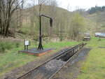 Auch eine Variante für die Modellbahn.Die Wasserstation in Eisfelder Talmühle am 28.April 2023.