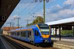 Cantus Triebwagen, mit neuer Software (roter Punkt hinter der Frontscheibe), abfahrbereit am Bahnsteig in Fulda. 11.09.2015