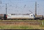 Blick auf 186 261-4 der Akiem S.A.S., vermietet an CTL Logistics, mit Kesselwagen, die den Bahnhof Großkorbetha erreicht.
[28.7.2018 | 10:21 Uhr]