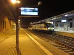 Am 14.02.2015 Abends im Bahnhof von Halberstadt VT 874 HEX nach Blankenburg Harz