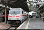 146 576-4 DB als IC 2033 (Linie 56) von Bremen Hbf nach Leipzig Hbf steht in Halle(Saale)Hbf auf Gleis 9.