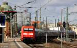 DB 101 043-8 schiebt IC 2036 Leipzig - Norddeich Mole, KBS 340 Leipzig - Magdeburg, fotografiert bei Ausfahrt Halle Saale Hbf.