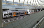 Durchblick zum Zug - 

... von einer der Zugangsrampe zu den Bahnsteigen im Bahnhof Kassel-Wilhelmshöhe. Auf Gleis 4 steht ein Siemens Desiro HC RRX.

20.03.204 (M)