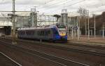 Cantus Elektro Triebwagen 427507 hält am 14.2.2014 um 12.13 Uhr auf dem Weg nach Fulda in Kassel Wilhelmshöhe.