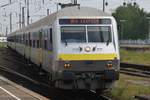 RE6 (RE81293) von Chemnitz Hauptbahnhof erreicht am 13.5.2017, geschoben von 223 055 den Leipziger Hauptbahnhof.