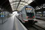 DBpbzfa 668.2  Leipziger Neuseenland  mit Zuglok BR 146.5 DB ist vorübergehend in Leipzig Hbf auf Gleis 15 abgestellt.