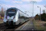 Nachschuss auf 1442 101 (Bombardier Talent 2) der S-Bahn Mitteldeutschland (DB Regio Südost) als S 37436 (S4) von Wurzen nach Hoyerswerda, die den Bahnhof Leipzig-Thekla auf der Bahnstrecke