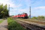 28.06.2014; 218 427 verlässt mit ihrem IRE nach Stuttgart Hbf den Bahnhof Lindau