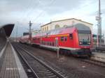 Ein DABuzfa Steuerwagen in Lutherstadt Wittenberg auf Gleis4 zur Weiterfahrt nach Leipzig Hauptbahnhof.