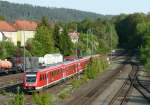 612 057 aus Hof fhrt am 11.5.11 abends in Neuenmarkt-Wirsberg ein.