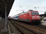 IR2284 mit Zuglok 101 121, wartet am 14.05.06 Im Bf Riesa auf Abfahrt nach Berlin Zoo.