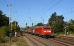 145 055 führte am 25.09.18 einen gemischten Güterzug durch Saarmund Richtung Schönefeld.