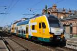 Hier 445 115-9  Eberswalde  als RE2 (RE83967) von Cottbus nach Wismar, bei der Einfahrt am 21.7.2014 in Schwerin Hbf.