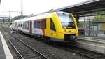 Ein HLB Alstom Coradia LINT 41 (VT 504) der neuen Generation steht am Hauptbahnhof in Siegen am 08.10.2020 als RB95 nach Dillenburg.