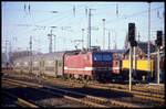 243101 fährt am 30.12.1990 um 11.40 Uhr mit dem Dosto aus Wittenberge in Stendal ein.