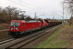 Gemischter Gz mit 187 148-2 und 261 012-9 (Voith Gravita 10 BB) durchfährt den Hp Zscherben am km 12,4 Richtung Halle Rosengarten.