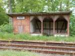 Stationshäuschen von der stillgelegten Station Pastitz(Strecke Bergen/Rügen-Lauterbach Mole)am 12.Mai 2014.