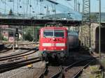 Der RE1 wird am 02.06.2011 von 111 119 in Aachen Hbf bereitgestellt.