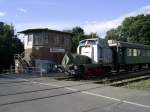 Henschel DH 240 und Das Walheimer Stellwerk der Eisenbahnfreunde Grenzland am Abend des 16.08.2012.