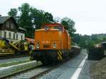 346 756-0 steht im Sommer 2005 im Bahnhof Annaberg-Buchholz Sd.