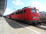 110 284 fährt am 27.08.10 den SDZ 13080 von Augsburg zum Wallfahrtsort Lourdes.