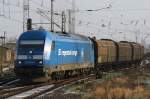 253 015 der Pressnitztalbahn mit Gterzug bei der Ausfahrt aus dem B. Bad Kleinen. 02/2007