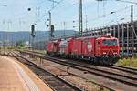 Durchfahrt am 26.06.2015 vom SBB Lösch- und Rettungszug XTmas 177 002-4  Basel  in Basel Bad Bf über Gleis 1 in Richtung Basel Bad Rbf/Weil am Rhein.