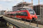 Hier 442 133-5 und 442 829-8 als RB14 (RB18929)  Airport-Express  von Nauen nach Berlin Schönefeld Flughafen, bei der Ausfahrt am 27.6.2014 aus Berlin Hbf.