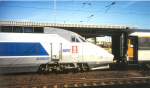 Noch ein Blick auf den TGV am  8. 7. 1991 in Berlin-Schnefeld (Flughafen)