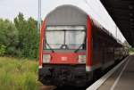 Hier eine RB14 (RB18924)  Airport-Express  von Berlin Schönefeld Flughafen nach Nauen, dieser Zug stand am 14.7.2014 in Berlin Schönefeld Flughafen.