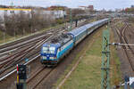 CD 193 289 erreicht mit einem EC nach Praha hl.n. den Bahnhof Berlin Südkreuz. (03.04.2023)