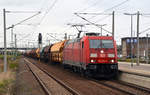 185 262 schleppte am 22.10.17 einen Düngerzug durch Bitterfeld Richtung Halle(S).