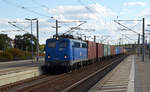 140 627 schleppte am 26.08.18 einen Containerzug durch Bitterfeld Richtung Dessau.