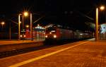 143 327 steht mit einer RB nach Leipzig am Morgen des 25.09.10 im Bahnhof Bitterfeld.