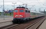 Der PbZ 2466 Leipzig - Berlin bestand am 11.07.13 aus einem reinen IC-Wagenpark. Wenn nicht der BWE-Wagen im Zugverband mitlaufen wrde knnte es sich bei dem von 115 459 gezogenen Zug um einen Ersatzzug handeln. Fotografiert in Bitterfeld.