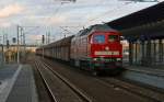 232 255 brachte am 16.12.14 den Leerkohlezug von Dessau zur Beladung nach Profen. Hier passiert sie auf ihrem Weg Richtung Leipzig Bitterfeld.