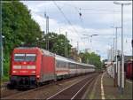 101 085 mit dem EC7 als Umleiter im Bahnhof Bonn-Beuel 19.7.2009