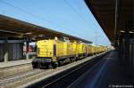 293 010-5 [Lok 8] ex DR (110 964-4) & 293 008-9 [Lok 3] fr die DGT - Deutsche Gleis- und Tiefbau GmbH mit einem Bauzug in Braunschweig. 24.09.2011