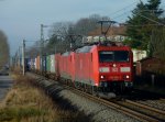 Am 21.11.10 fanden Umleitungen zwischen Zwickau und Chemnitz HBF ber Freiberg nach Dresden statt hier in Grna zusehen 185 059+189 005+Containerzug voll
