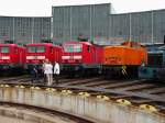 Bahnbetriebswerk Cottbus. Tag der Fahrgste des Verkehrsverbund Berlin-Brandenburg. Drei Eloks, 143, 112 und 114. Rechts daneben eine V 60 und V 15. (16.09.2006)