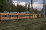 Am Rande des Banhofes Cottbus Hbf sind einige Lokomotiven und Dienstfahrzeuge zur  Verschrottung (?)abgestellt.Hier zwei ORT  der Baureihe 188 (?) der DR.