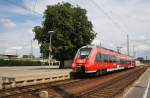 Hier 442 506-2 als RB43 (RB28890) von Cottbus nach Falkenberg(Elster), bei der Ausfahrt am 25.7.2015 aus Cottbus.