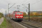 181 205 mit dem, aus nur einem Dosto bestehenden, PbZ 2483 nach Basel am 29. Oktober 2015 bei Denzlingen.