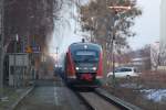 642 193 der Elbe-Saale-Bahn als RB 36926 nach Aschersleben steht in Dessau-Alten zur Abfahrt bereit.