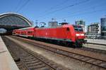 146 031 macht sich am 27.5.2017 mit der S1 von Meißen Triebischtal nach Bad Schandau im Dresdener Hauptbahnhof auf den Weg.