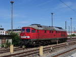 Im Zusammenhang mit umfangreichen Bauarbeiten an den dortigen Bahnsteigen war Ludmilla 232 239 mehrere Tage am Dresdner Hbf. anzutreffen, hier wartet sie in der Abstellgruppe auf neuen Einsatz; 04.07.2019
