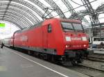 145 042-8 steht mit dem RE50 nach Leipzig abfahrbereit in Dresden Hbf. 13.06.2011