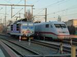 410 ICE S (Leider verdeckt durch 371er) ein sehr seltener Gast in Dresden,neben 371 002 stehen zusammen am Dresdner HBF.
06.03.12