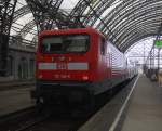 Ein Nachschuss von der 112 146-6 DB steht mit dem RE18 von Dresden-Hbf(D) nach Cottbus-Hbf(D).